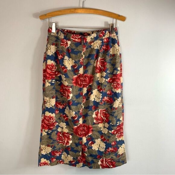 VTG Talbots Floral Pencil Skirt Midi Length Hight Waisted - Picture 3 of 10